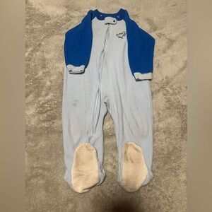 Carter's Light Blue Footed Onesie with Blue Sleeves